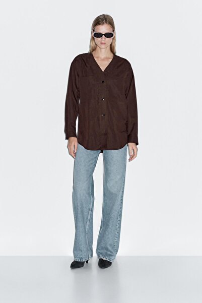 Massimo Dutti Cepli V yaka gömlek