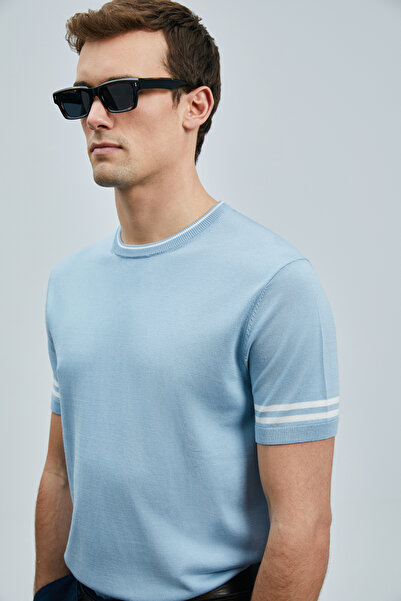 Lufian Robert Erkek İpek Karışımlı Kazak Mavi