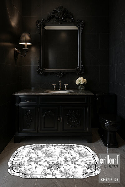 Brillant Toile de Jouy Temalı Lateks Taban Banyo Paspası (80X120)