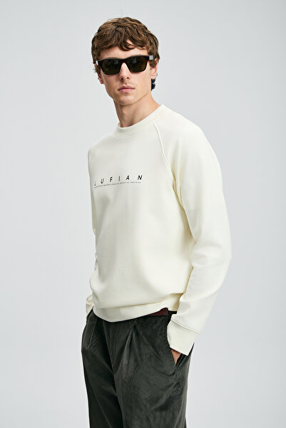 Lufian Cooper Erkek Sweatshirt Kırık Beyaz