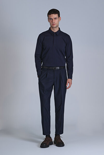 Lufian Evan Erkek Uzun Kol Tişört Lacivert