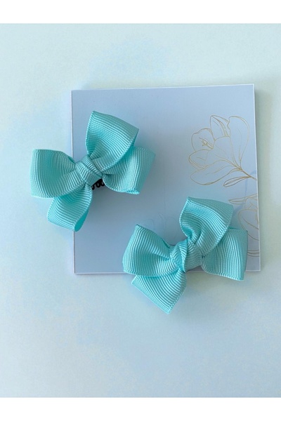 EGOMİ Grosgrain Ribbon Bow 2 Pack Blue Hairless Baby Buckle