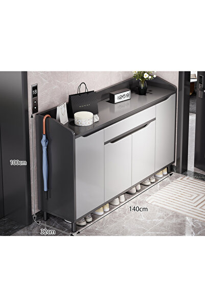 NKX خزانة أحذية فاخرة متعددة الوظائف مع أدراج تخزين للمدخل 140 سم