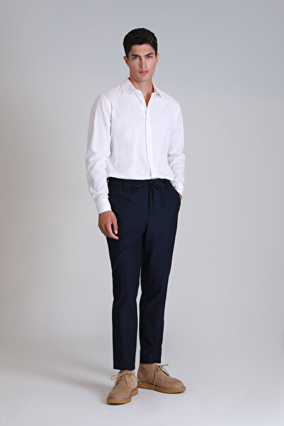 Lufian Cămașă Basic pentru bărbați Ferla Slim Fit albă