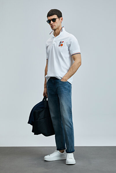 Lufian Tricou polo pentru bărbați Sansa Smart alb