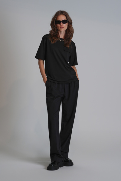 Lufian Veronica Black Regular Fit Women's T-Shirt