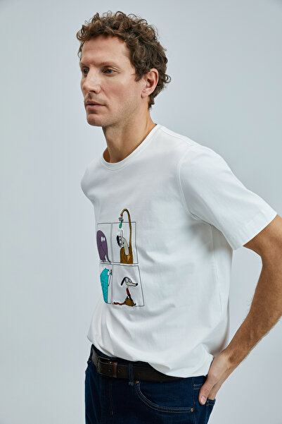 Lufian Funky μοντέρνο γραφικό μπλουζάκι σε λευκό χρώμα