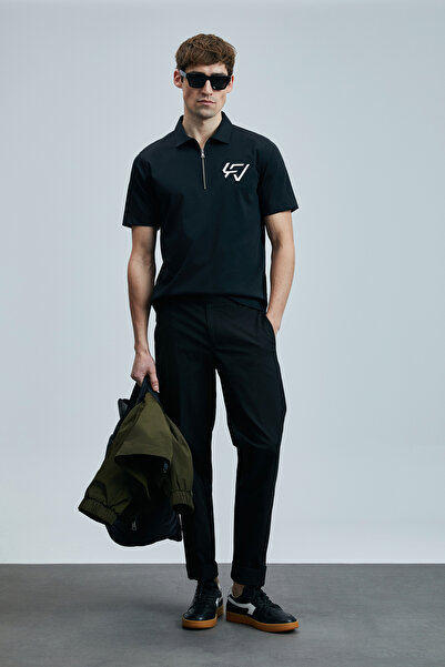 Lufian Slash Smart Erkek Polo Tişört Siyah