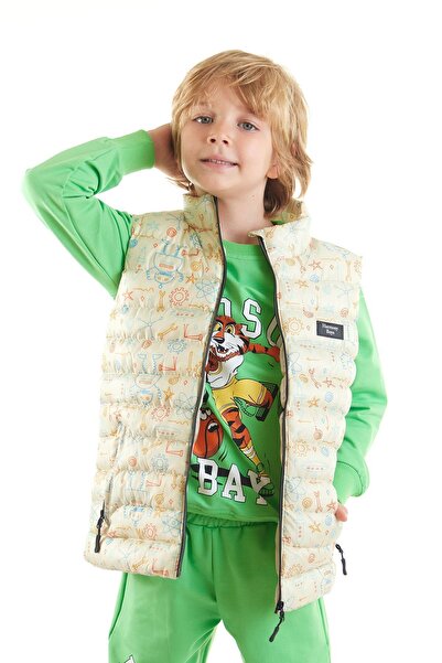AHENGİM Boy's Robot Printed Puffer Vest - Ak 213031