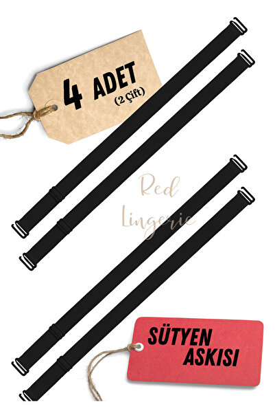 red iç giyim Μαύρο λουράκι σουτιέν με μεταλλική άκρη (4 ΤΕΜ)