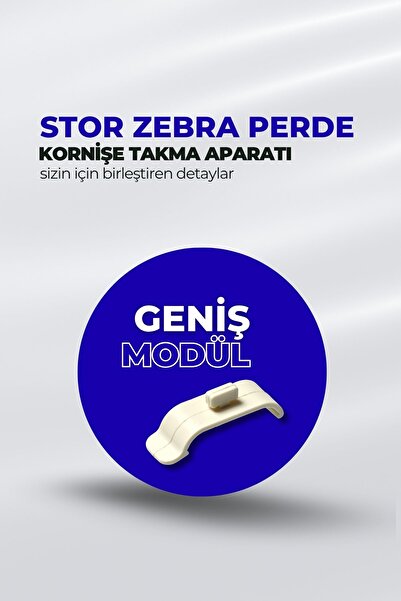 Kornişsan 5 Adet Büyük Boy Stor Zebra Perde Pratik Kornişe Takma Aparatı - Pr...