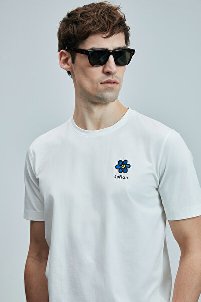 Lufian Peace Modern Grafik T- Shirt Kırık Beyaz