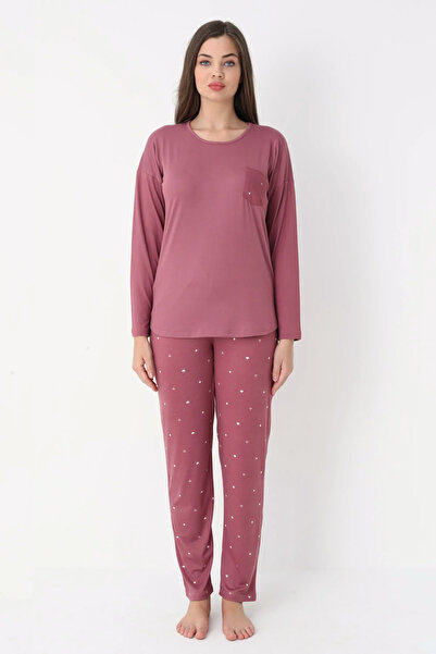 TURAY Weekend Lights Bambu Uzunkol Set pijamale pudră pentru femei