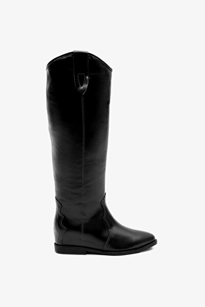 Louis Cardy Kora Siyah Deri Kadın Gizli Topuk Çizme