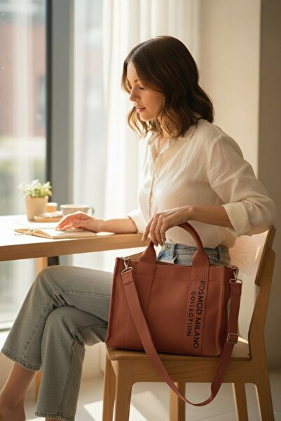 Classbag Kanvas Kiremit Renk Çapraz Askılı Kadın Omuz Çantası