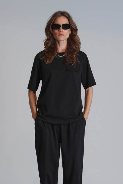 Lufian Veronica Black Regular Fit Women's T-Shirt