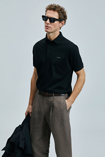 Lufian Ανδρικό μπλουζάκι πόλο Luna Smart μαύρο