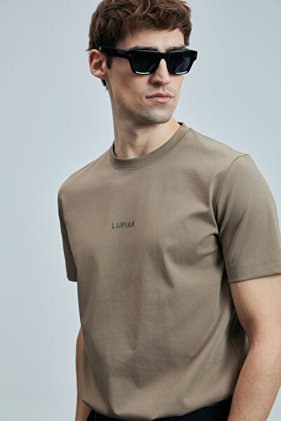 Lufian Marcus Modern Grafik T- Shirt Deve Tüyü