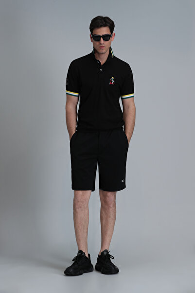 Lufian Match Smart ανδρικό μπλουζάκι πόλο μαύρο