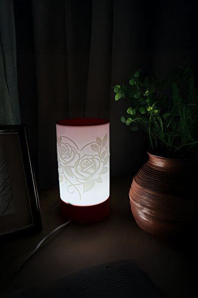 PAYİDAR MODEL Hi̇ra Model – Rose & Heart Embossed Led Night Light, 25 cm