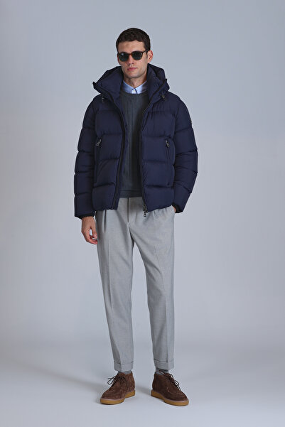 Lufian Tommy Kaz Tüyü Erkek Mont Lacivert