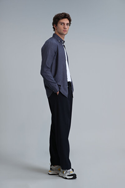 Lufian Pitaya Erkek Keten Gömlek Comfort Fit Antrasit