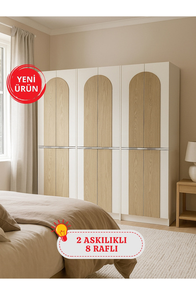 dorpek Poy 6 Kapaklı Gardırop - 182 cm Y, 184 cm G - Genç Odası ve Yatak Odası Gardırop