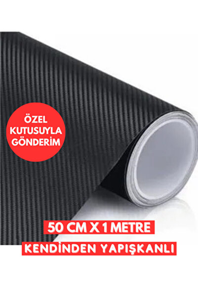 AUTOFOLYO Siyah Hava Kanallı Karbon Fiber Folyo 50 Cm-1 Metre Kaplama Folyosu