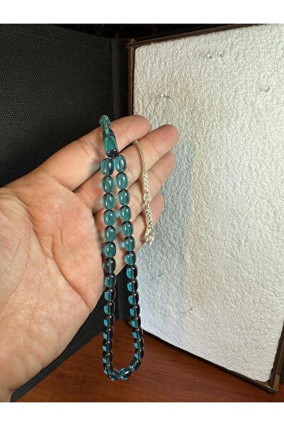 ÖMER ALTUN 7x11mm Transparent/Albastru Tasbih cu glugă - Atek Cut T-257
