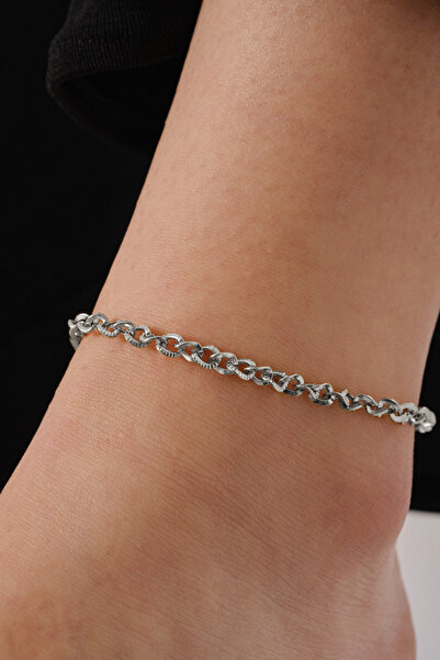 ByFlorya Jewelry Çelik Dokulu Zincir Halhal Günlük Kullanıma Uygun Minimal İn...