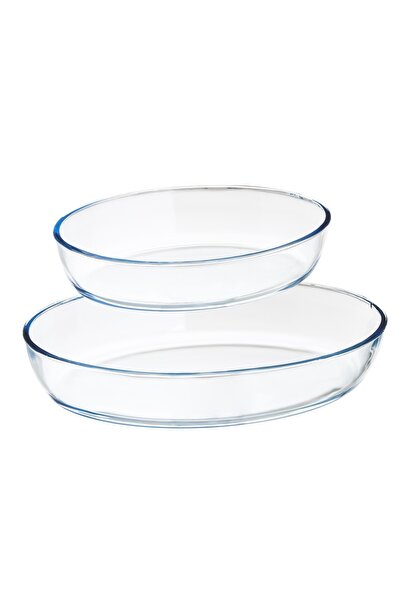 HIC 2-Piece Heat-Resistant Pyrex Glass Baking Tray Set