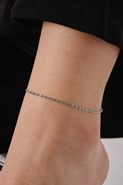 ByFlorya Jewelry سلسلة مشبك ورق رفيعة من الفولاذ بتصميم بسيط - خلخال وحلزون غير مشوه، 2 مم، 22+4 سم