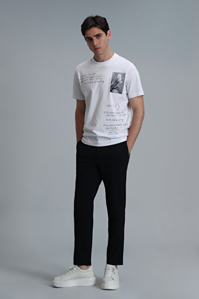 Lufian Λευκό μπλουζάκι με μοντέρνο γραφικό σχέδιο Fred