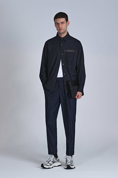 Lufian Hard Erkek Basic Gömlek Slim Fit Koyu Lacivert