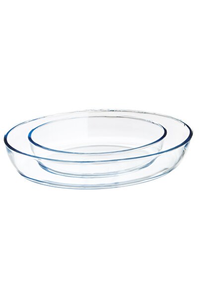 HIC 2-Piece Heat-Resistant Pyrex Glass Baking Tray Set