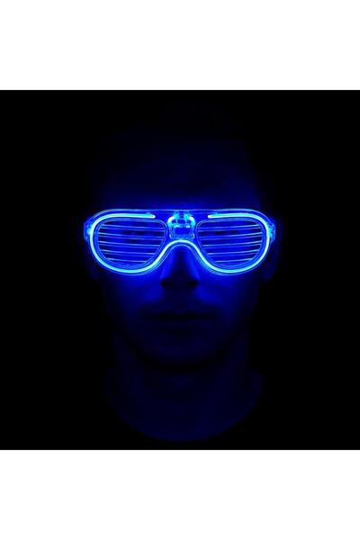 Skygo Mavi Led Işıklı Parti Gözlüğü - Neon Glow Gözlük 3 Modlu