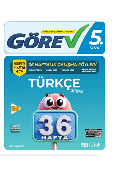 Nitelik Yayınları Nitelik 5.Sınıf Görev Türkçe 36 Haftalık Çalışma Föyleri