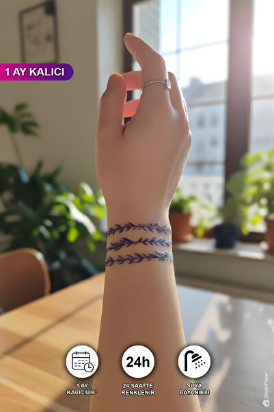 BP Tattoo 1 Ay Kalıcı Sarmaşık Çiçek Desenli Şerit Bileklik Geçici Dövme