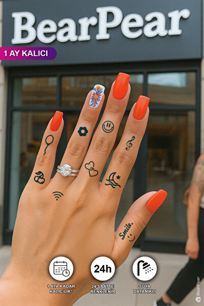 BP Tattoo 1 Ay Kalıcı Karışık Figürlü Smile Yazılı Minimal Dövme Tattoo