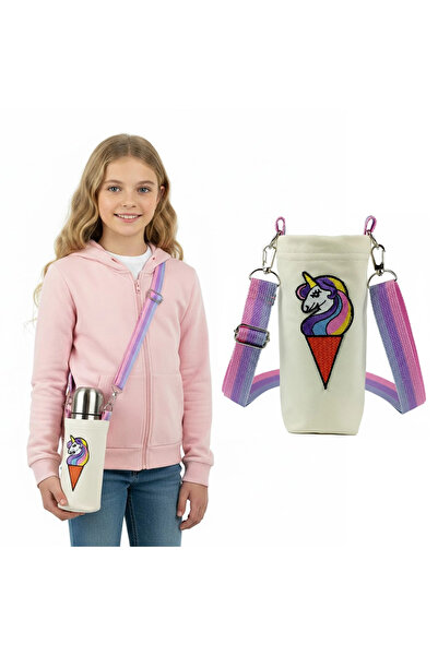 woodycord Husă pentru sticlă de apă de 0,5 litri, cu tematică unicorn în cărbune