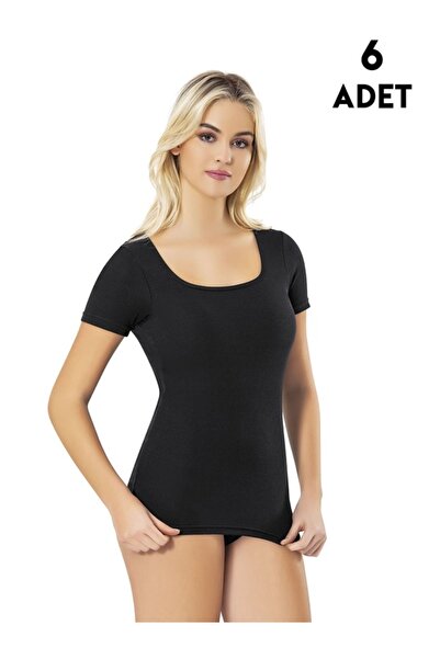 KOTA 6654 Kare Yaka Yarım Kol Modal Kaşkorse Pedli T-shirt 6'lı