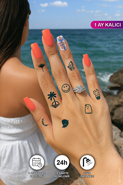 BP Tattoo 1 Ay Kalıcı Karışık Figürlü Minimal Dövme El Parmak Bilek Vücut Döv...