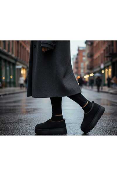 maydos Kadın Ayakkabı Kendinden Çoraplı Kalın Tabanlı Bot Yüksek Taban Nakışlı Süet Bot & Bootie