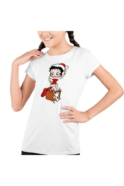 OEM Tricou Copii Fete Betty Boop Craciunita Mos Craciun