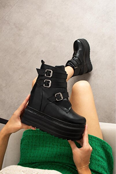 Modanizm Calibra Siyah Dolgu Topuklu Spor Bot