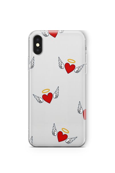 FLAMENKO iPhone XS Max Compatible Angel Heart Pattern Transparent Phone Case