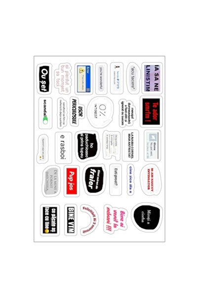 autostickere Set nr. 12 - 30 de stickere amuzante, 4-5 cm, impermeabile, lami...