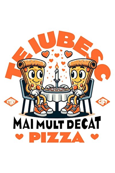 autostickere Autocolant romantic felie de pizza „Te iubesc mai mult decât piz...