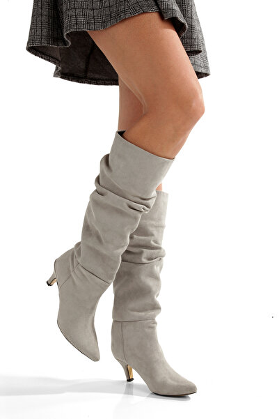 LUVETTO Γυναικείες μπότες με μυτερή μύτη και λεπτό τακούνι Σουέτ 5 εκ. με κυμ...