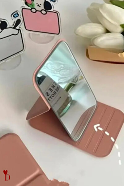 Makyaj Aynası Taşınabilir Deri Kılıflı Mini Cep Katlanabilir Makyaj Aynası